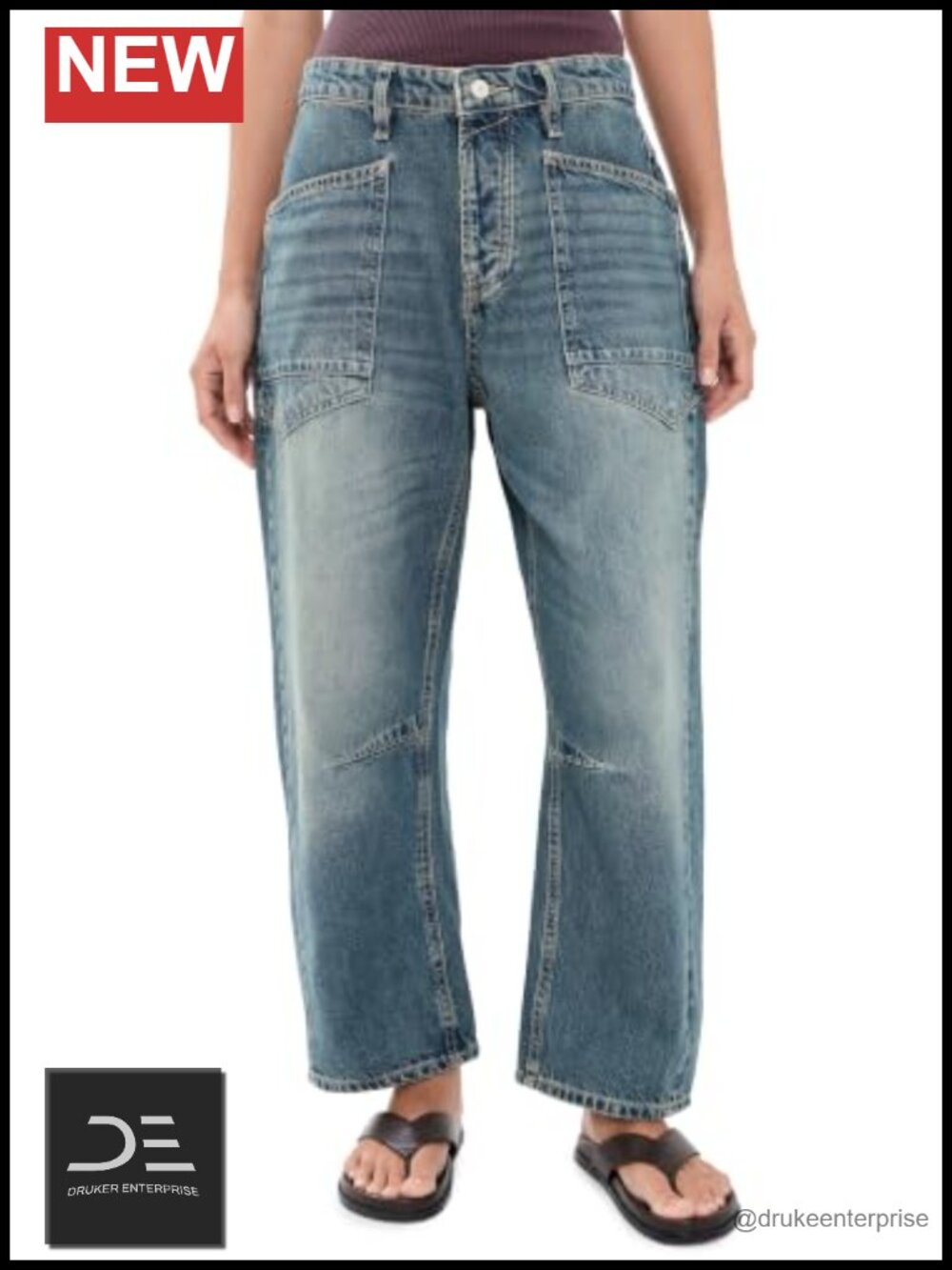 Boyfriend Jeans Mid-Rise Non-Stretch Denim 5-Pocket Button Fly